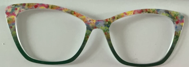 PAIR Wanda Topper; multicolored design to dark green fade