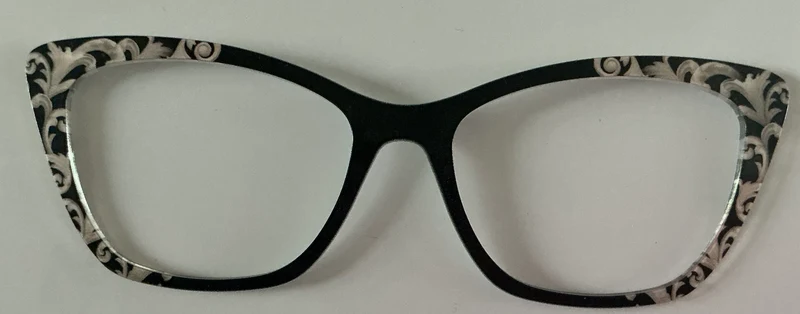 PAIR Wanda Topper; black with silver damask vertical fade
