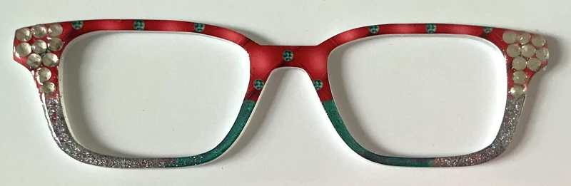Finley Topper; red and green with silver glitter and embellishments