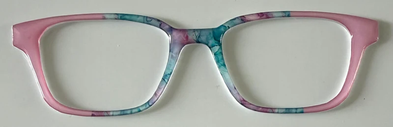 NEW Finley Topper; Framefetti; teal alcohol ink/ pink vertical split