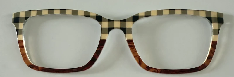 PAIR Larkin Topper; checkered/ wood planks split