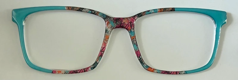 NEW Kirby Topper; Framefetti; multicolored design/aqua vertical split