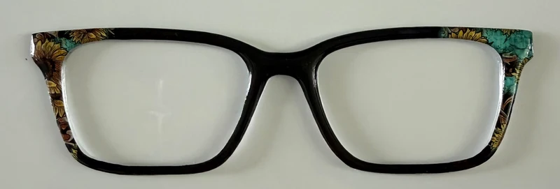 Larkin Topper; black with sunflowers in corners