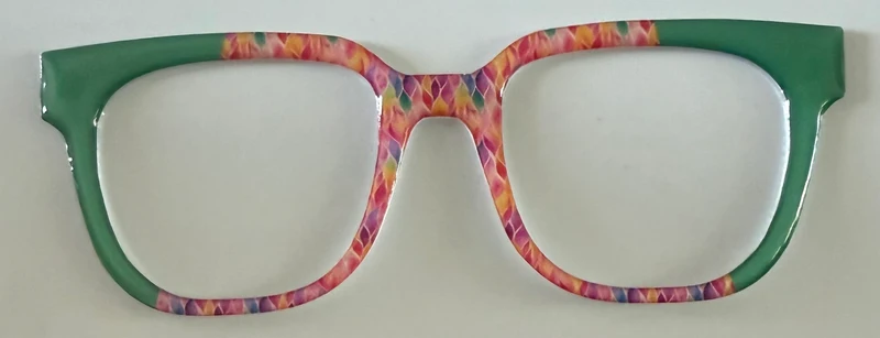 NEW Murphy Topper; Framefetti; orange and pink leaf pattern/green diagonal split