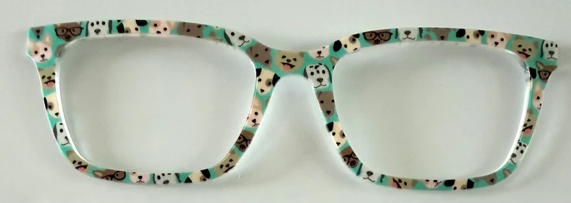 PAIR Larkin Topper; dog faces on aqua