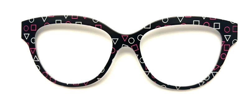 Quinn Topper; white and pink shapes on black