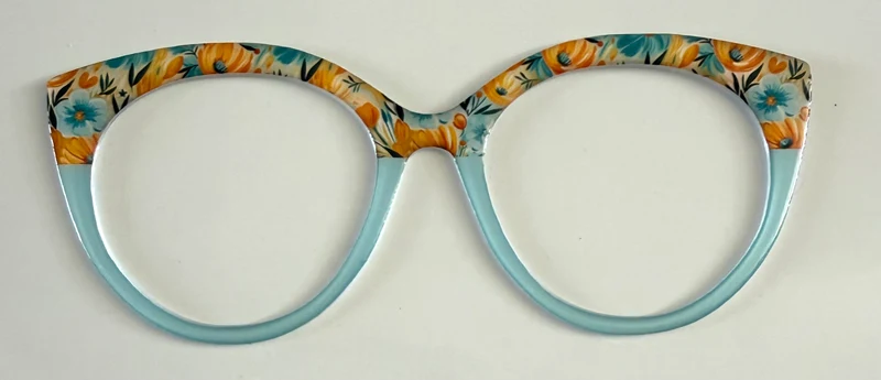 NEW Zuri Topper; Framefetti; golden flowers/light blue split