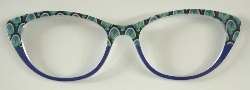 PAIR Ella Topper; leaves pattern/blue split