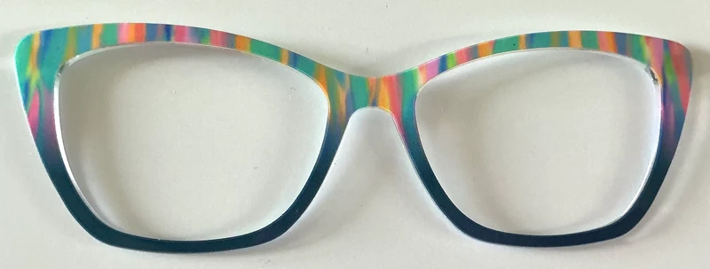 PAIR Wanda Topper; multicolored brushstrokes to blue fade