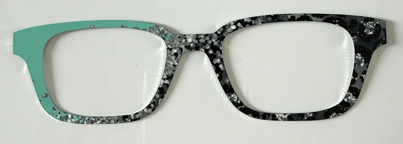 Finley Topper; metal; aqua and black with silver glitter
