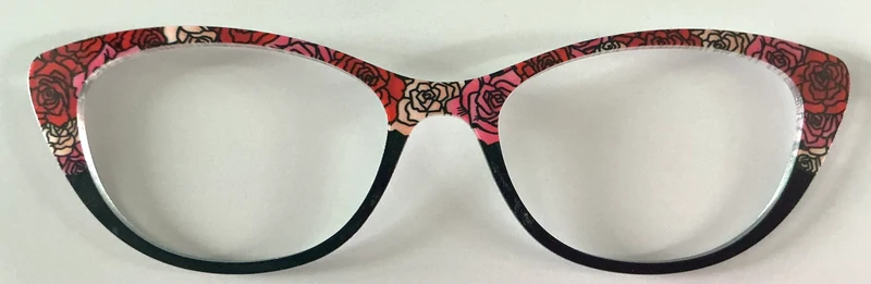 PAIR Ella Topper; red and pink roses to black fade