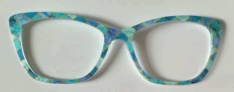 PAIR Wanda Topper; blue toned geometric pattern