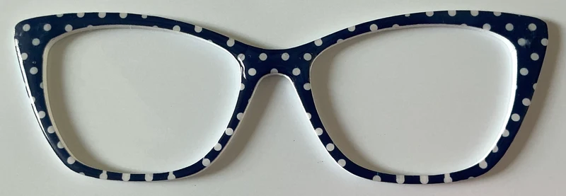 Wanda Topper; navy blue polka dot **with blemish