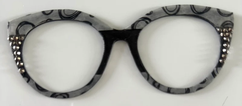 Zuri Topper; black and cray swirls with black stripe and rhinestone embellishments