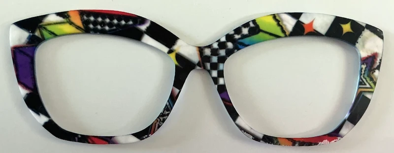 Wanzuri Topper; black and white design with rainbow color accents