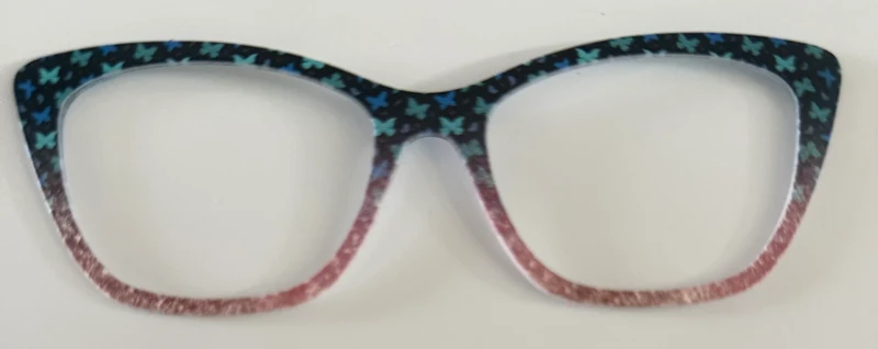 Wanda Topper; blue butterflies to faux pink glitter fade