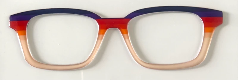 Finley Topper; purple/red/orange/cream stripes