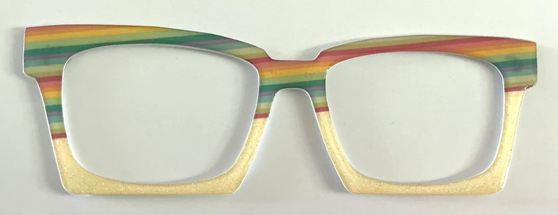 Kirby Case Topper; multicolored stripes/ivory glitter split