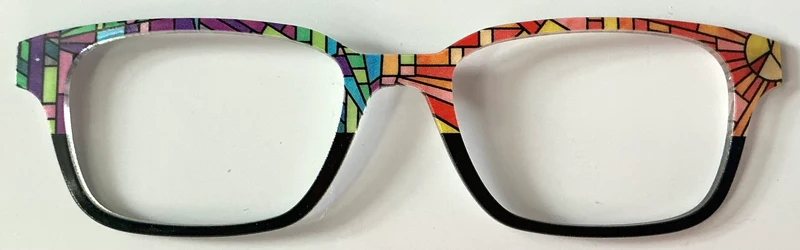 PAIR Finley Topper; rainbow stained glass sun to black split