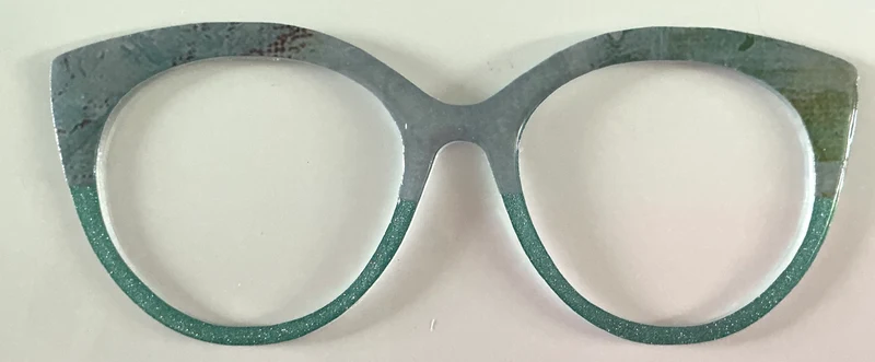Zuri Topper; gray/green design/glitter split