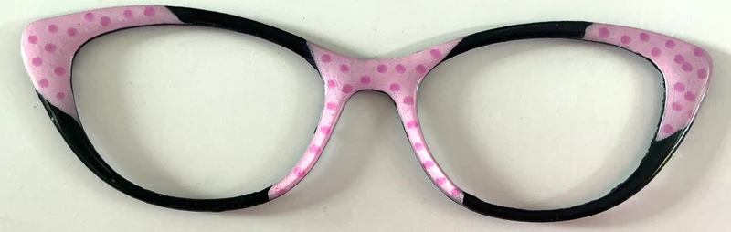 Ella Topper; pink polka dot/black color block