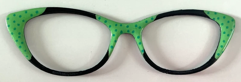 Ella Topper; green polka dot/black color block