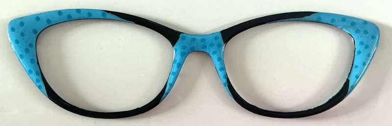 Ella Topper; blue polka dot/black color block