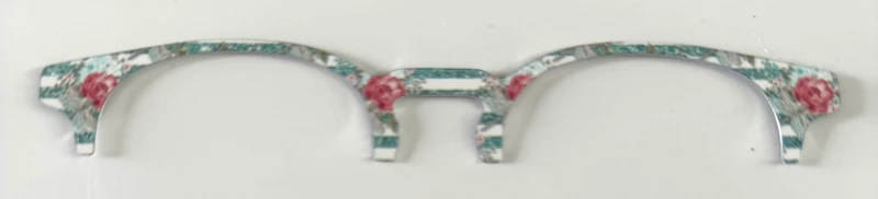 Soto Brow Topper; roses on green and white stripes