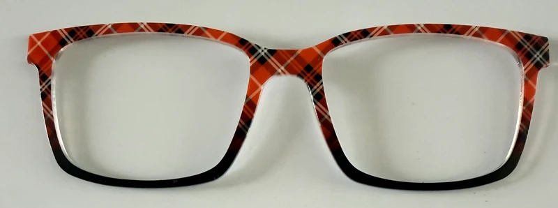 PAIR Kirby Topper; orange and black plaid fade to black