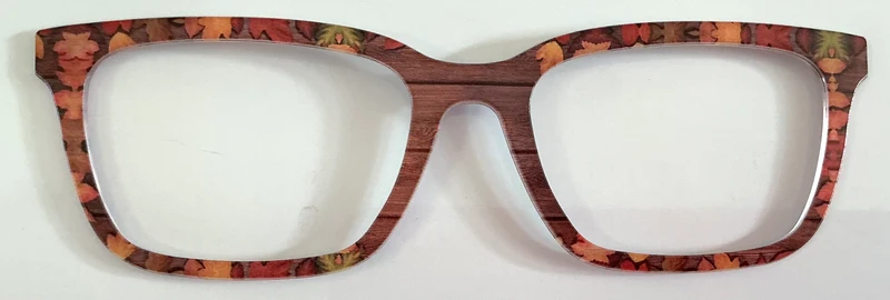 Larkin Topper; autumn leaves/wood plank vertical split