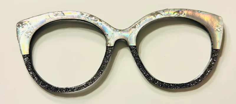 Zuri Topper; silver foil/black glitter split