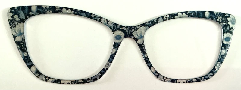Wanda; Tasha's Top Frames, blue floral on black