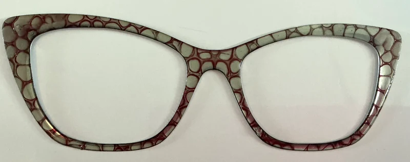 Wanda; Tasha's Top Frames; pale green with red outline alcohol ink drip