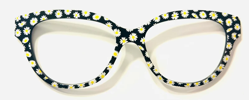 PAIR Quinn Topper; daisies on black