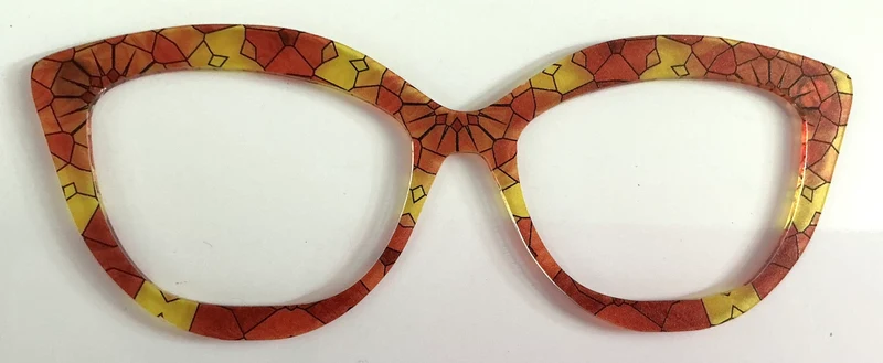 Wan-Zuri Topper; Kiki’s Crafty Designs; yellow, and orange stained glass flowers