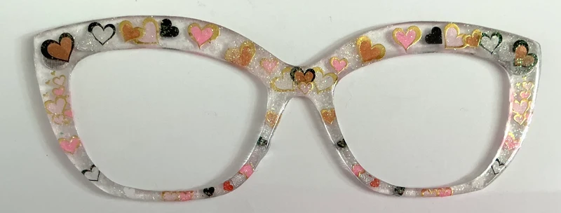 Wanda hybrid Topper; gold toned hearts on clear