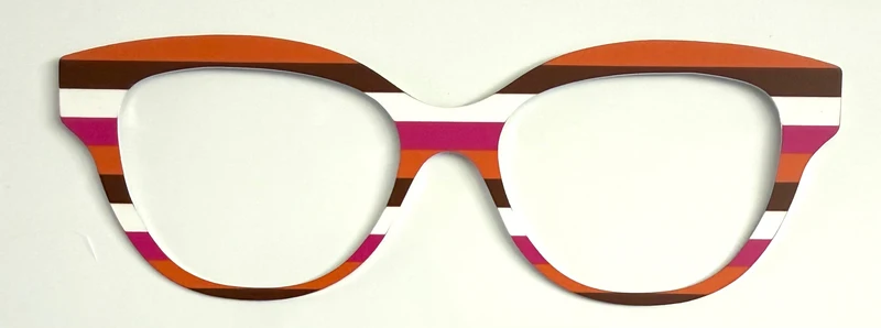 Quinn Topper; metal; orange/white/pink/brown stripes
