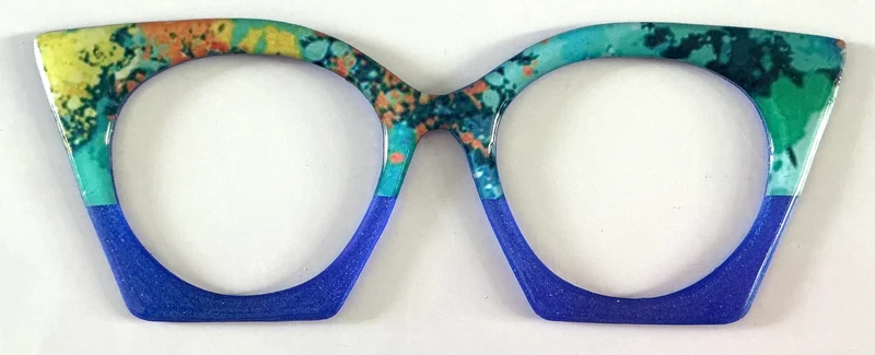 Zuri Case Topper; teal and yellow paint splatter/blue split