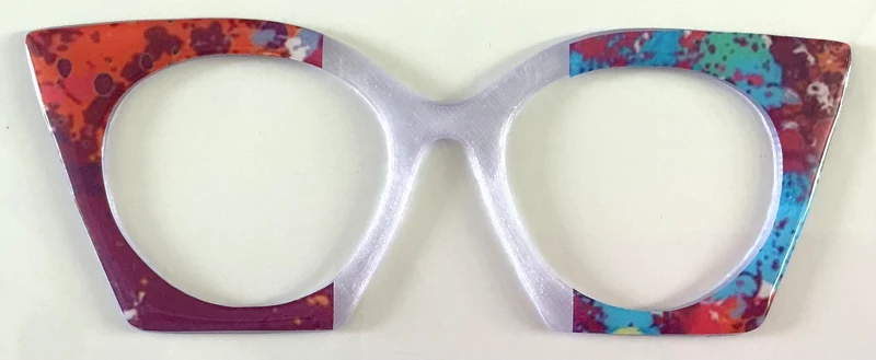 Zuri Case Topper; multicolored paint splatter/white vertical split
