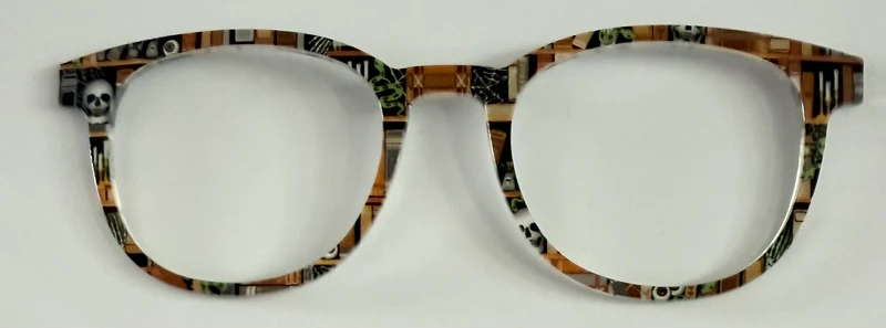 PAIR Reese Topper; skull library shelves