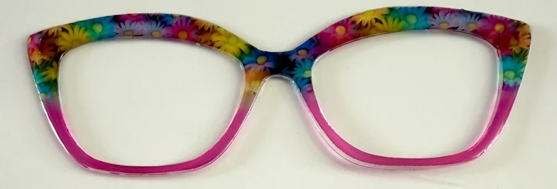 Wanda Topper; the Simple Topper, multicolored daisies to hot pink fade