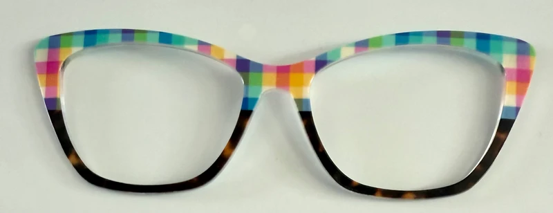 PAIR Wanda Topper; multicolored checkered/black split