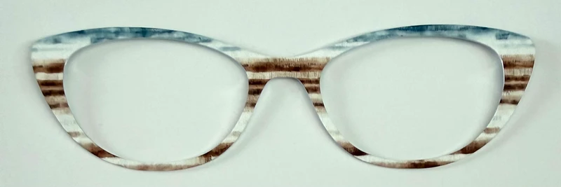 Ella Topper; metal; brown/blue/white stripes