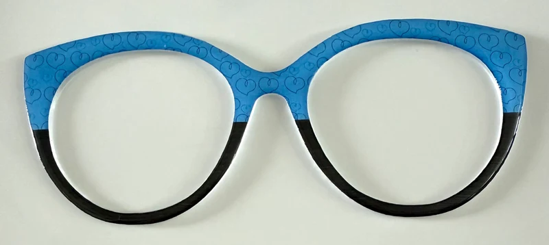 Zuri Topper; blue hearts/black split