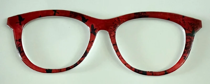 Brook Topper; black birds on red