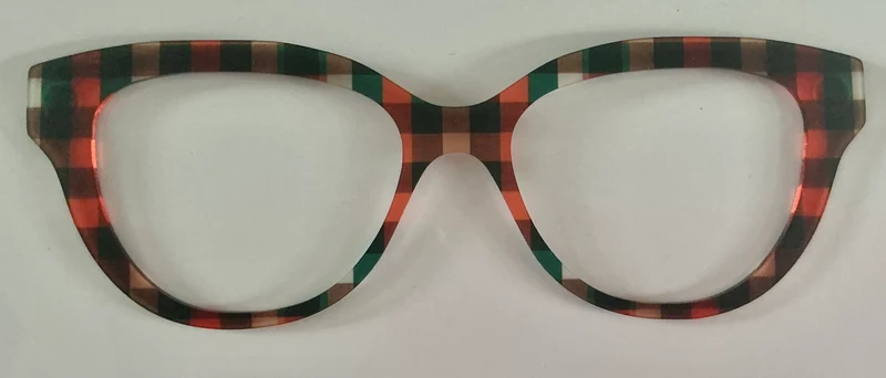 Quinn Topper; semi translucent cream/orange/green squares