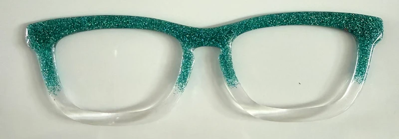 Casper Topper; teal glitter to clear fade