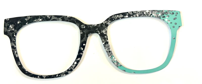 Murphy Topper; metal; gray to aqua glitter gradient