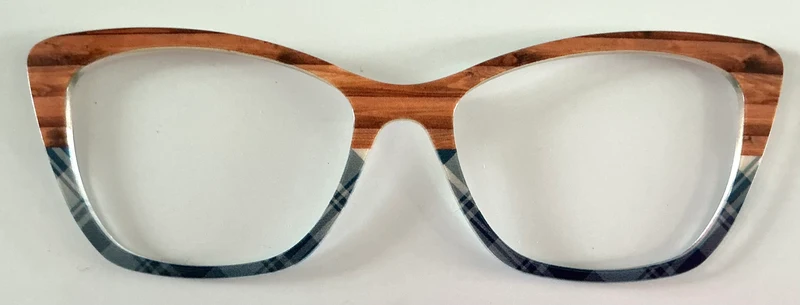 PAIR Wanda Topper, wood/teal plaid fade