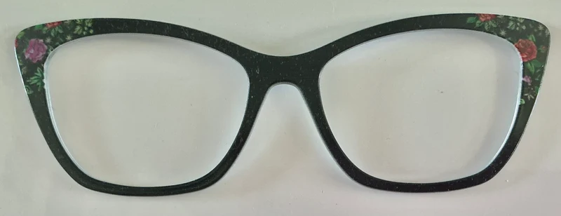 Wanda Topper; black with corner flowers